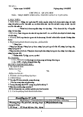 Giáo án Vật lý Lớp 7 - Tuần 1+2 - Năm học 2018-2019